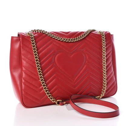 Gucci Calfskin Matelasse Large GG Marmont Shoulder Bag Hibiscus Red 3 of 9