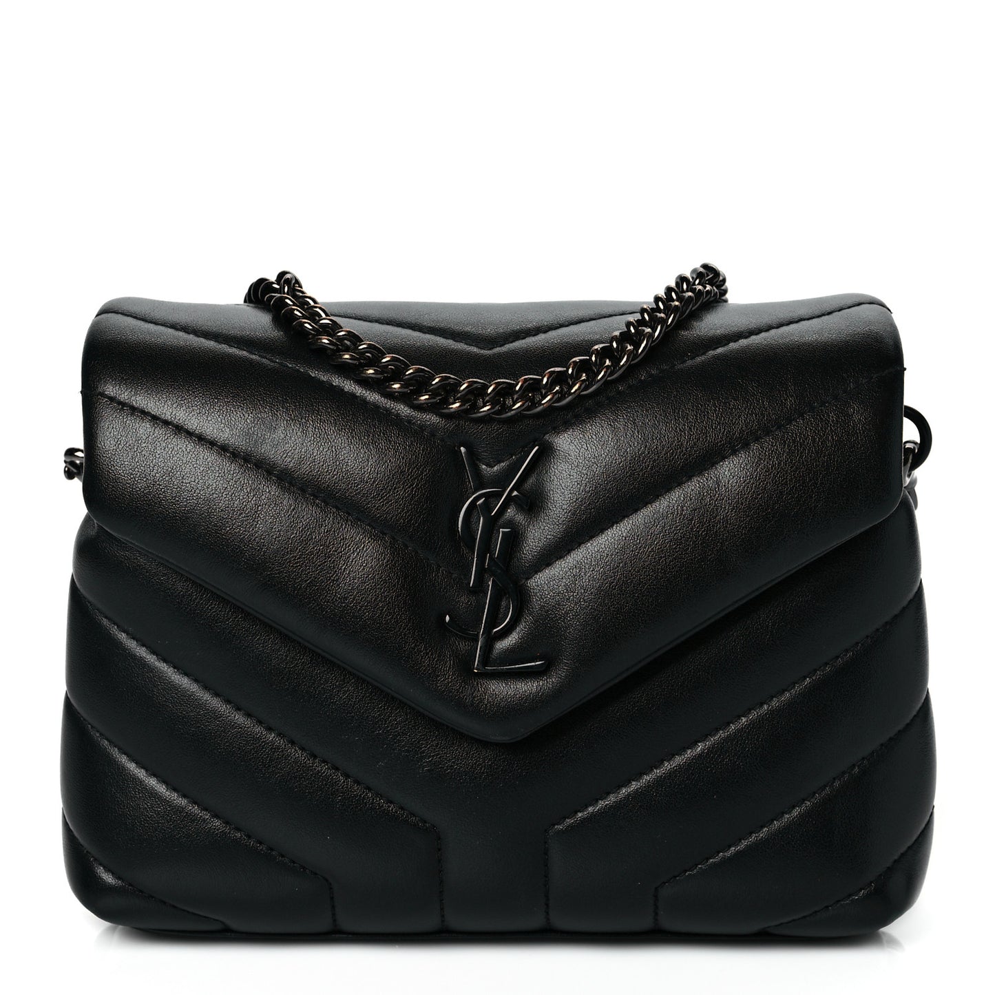 Calfskin Y Quilted Monogram Toy Loulou Crossbody Bag Black
