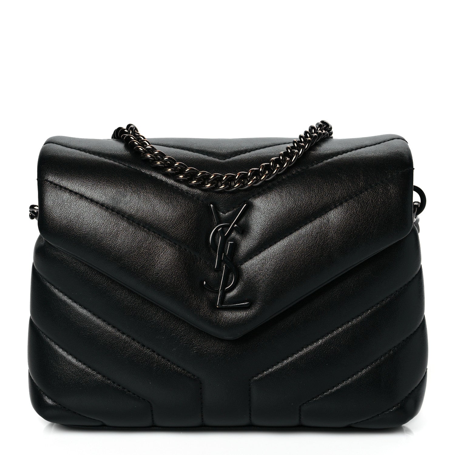 Saint Laurent Calfskin Y Quilted Monogram Toy Loulou Crossbody Bag Black 1 of 12