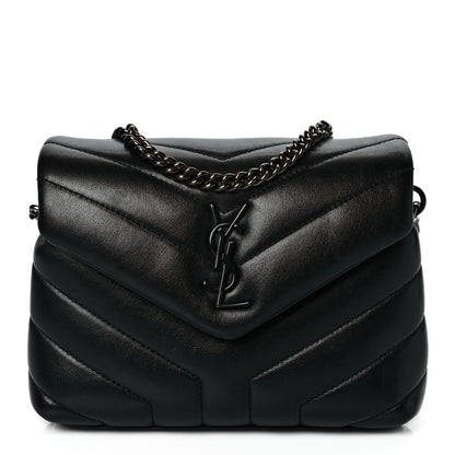 Saint Laurent Calfskin Y Quilted Monogram Toy Loulou Crossbody Bag Black 1 of 12