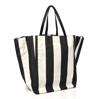 Celine Canvas Striped Large Phantom Cabas Black White 2 of 8