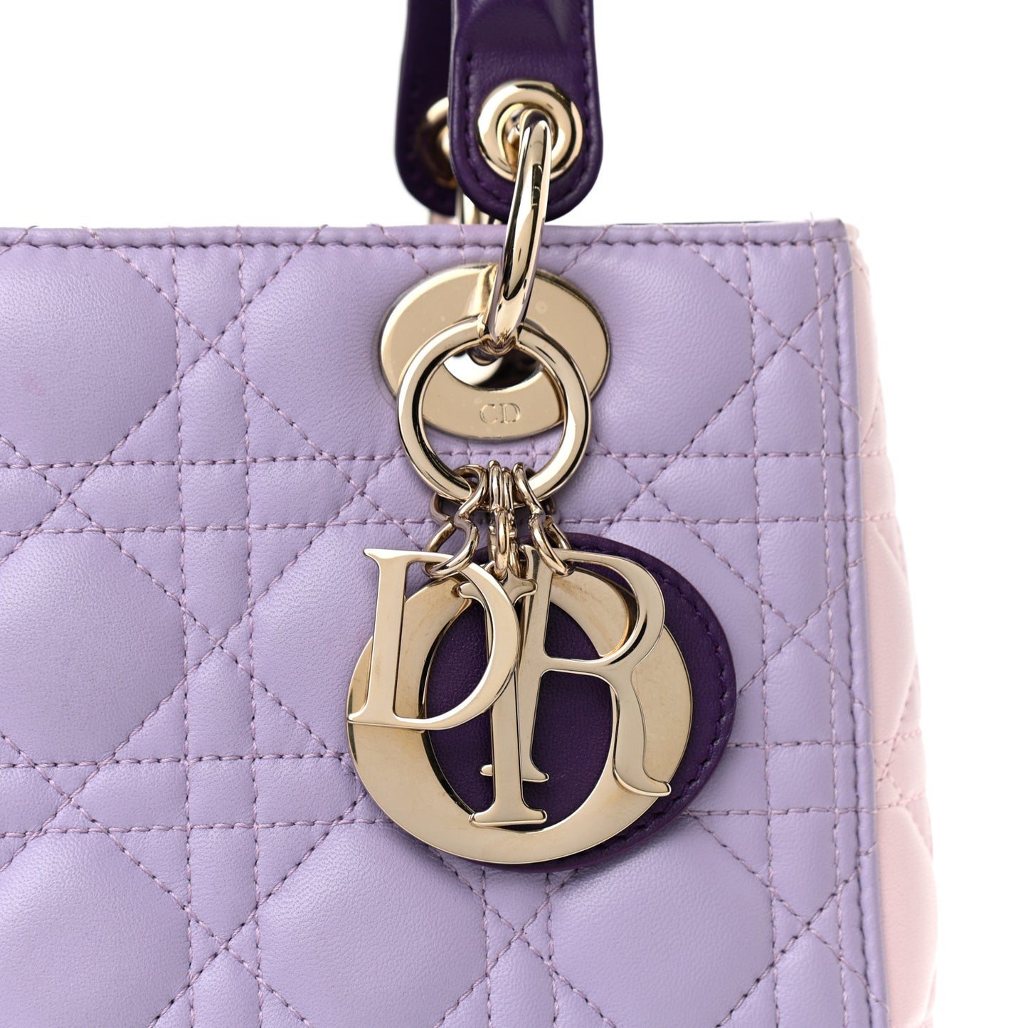Lambskin Cannage Medium Tri-Color Lady Dior Purple Light Pink