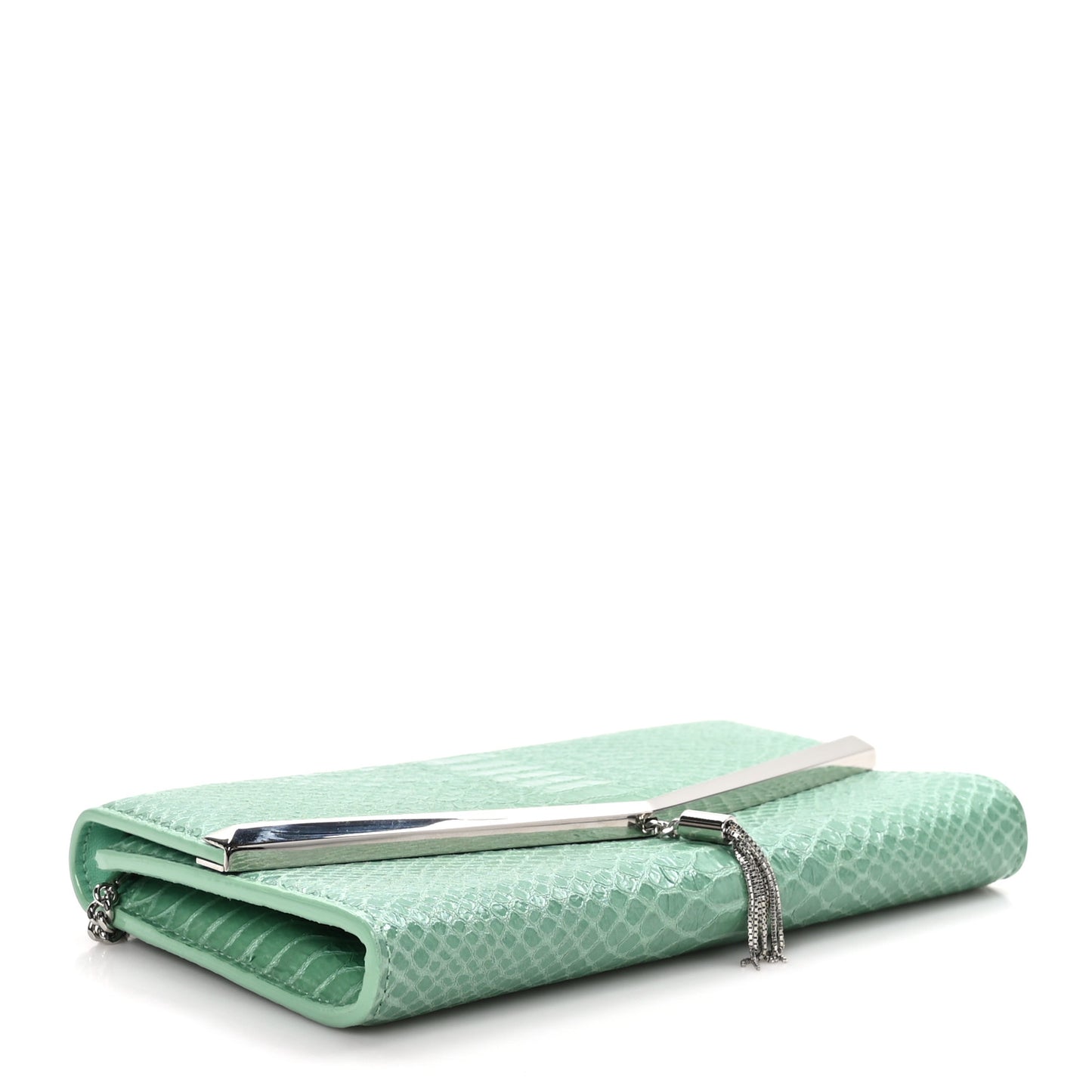 Snakeskin Embossed Chain Clutch Miami Mint