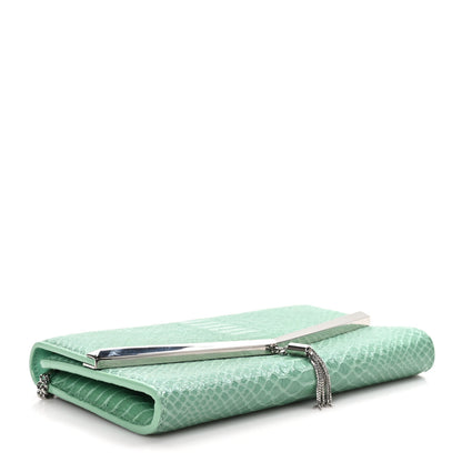 Jimmy Choo Snakeskin Embossed Chain Clutch Miami Mint 4 of 10