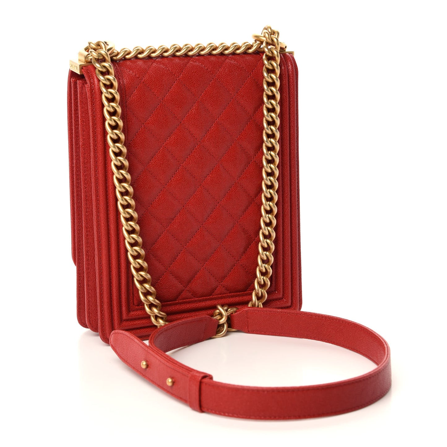 Caviar Quilted North South Boy Flap Red