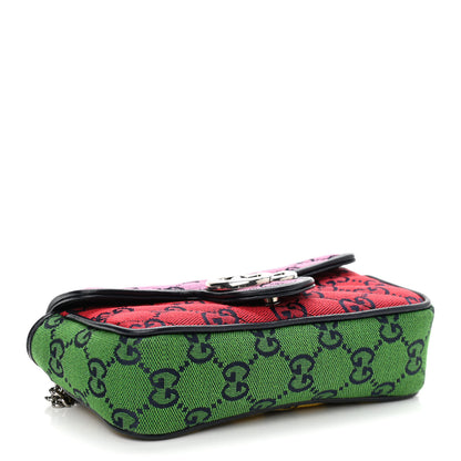 Gucci Monogram Multicolor Matelasse Diagonal Super Mini GG Marmont Shoulder Bag Pink Blue Red Yellow Green 4 of 10