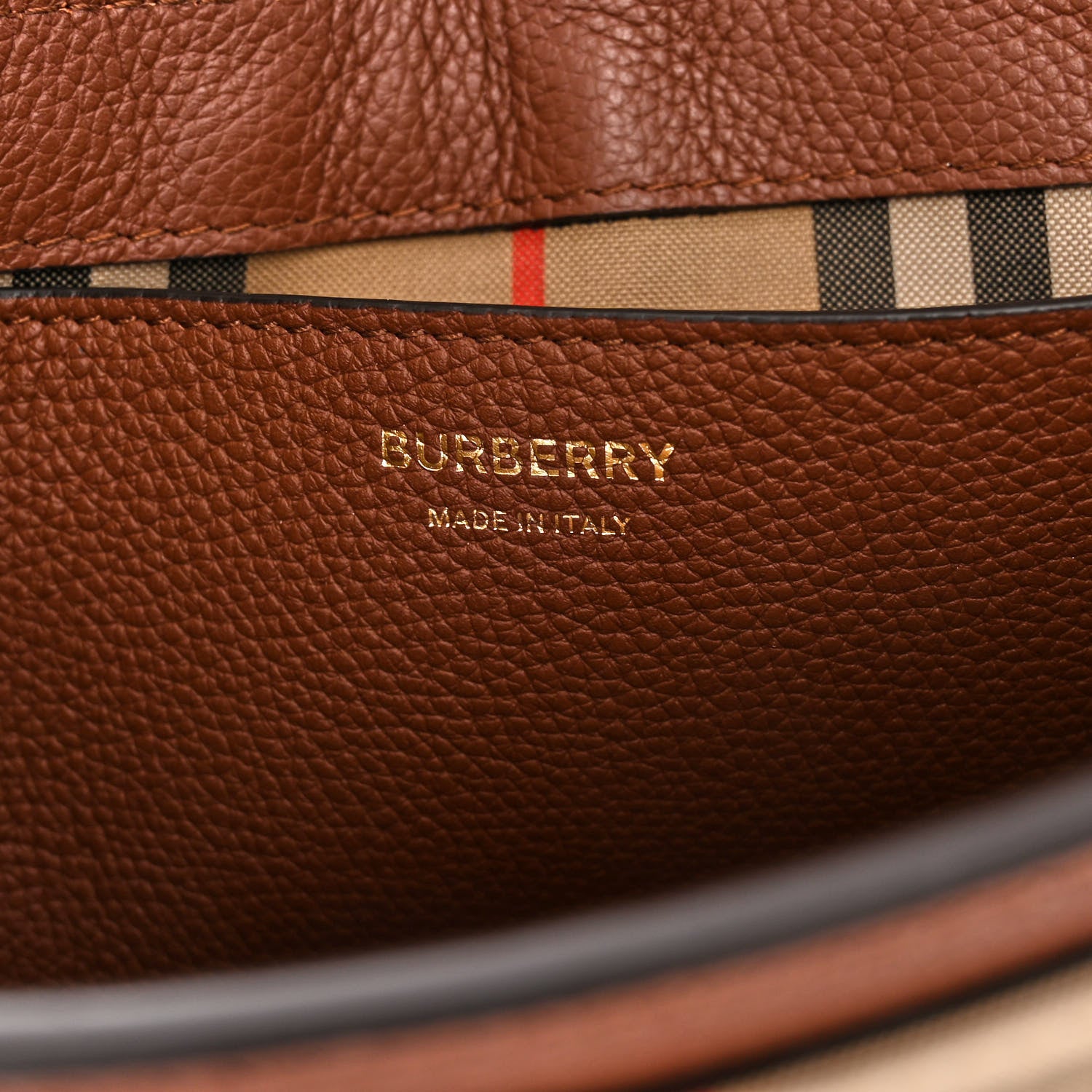 Burberry Calfskin Vintage Check Note Crossbody Bag Tan 6 of 9