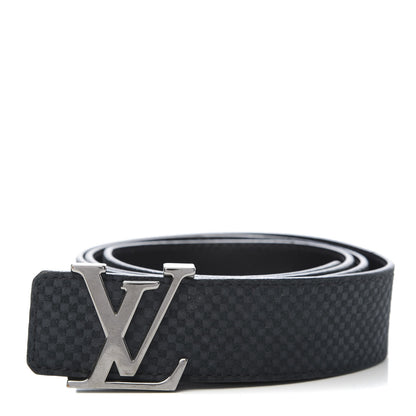 Louis Vuitton Suede Calfskin Mini Damier 40mm LV Initiales Belt 105 42 Carbone 1 of 7