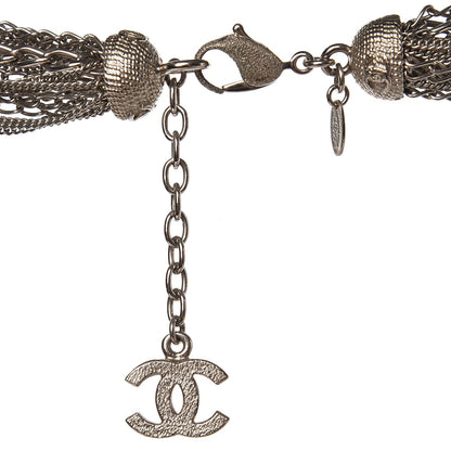Chanel Multi Strand Chain CC Necklace Silver 4 of 5