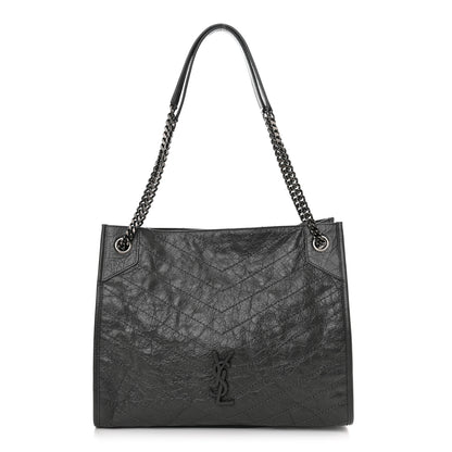 Saint Laurent Crinkled Calfskin Matelasse Monogram Medium Niki Shopper Tote Storm 1 of 10
