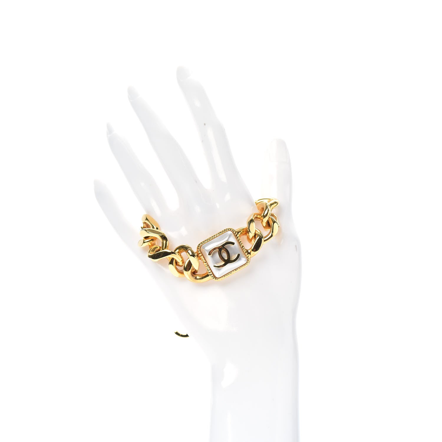 Chanel Pearl CC Chain Link Bracelet Gold 2 of 4