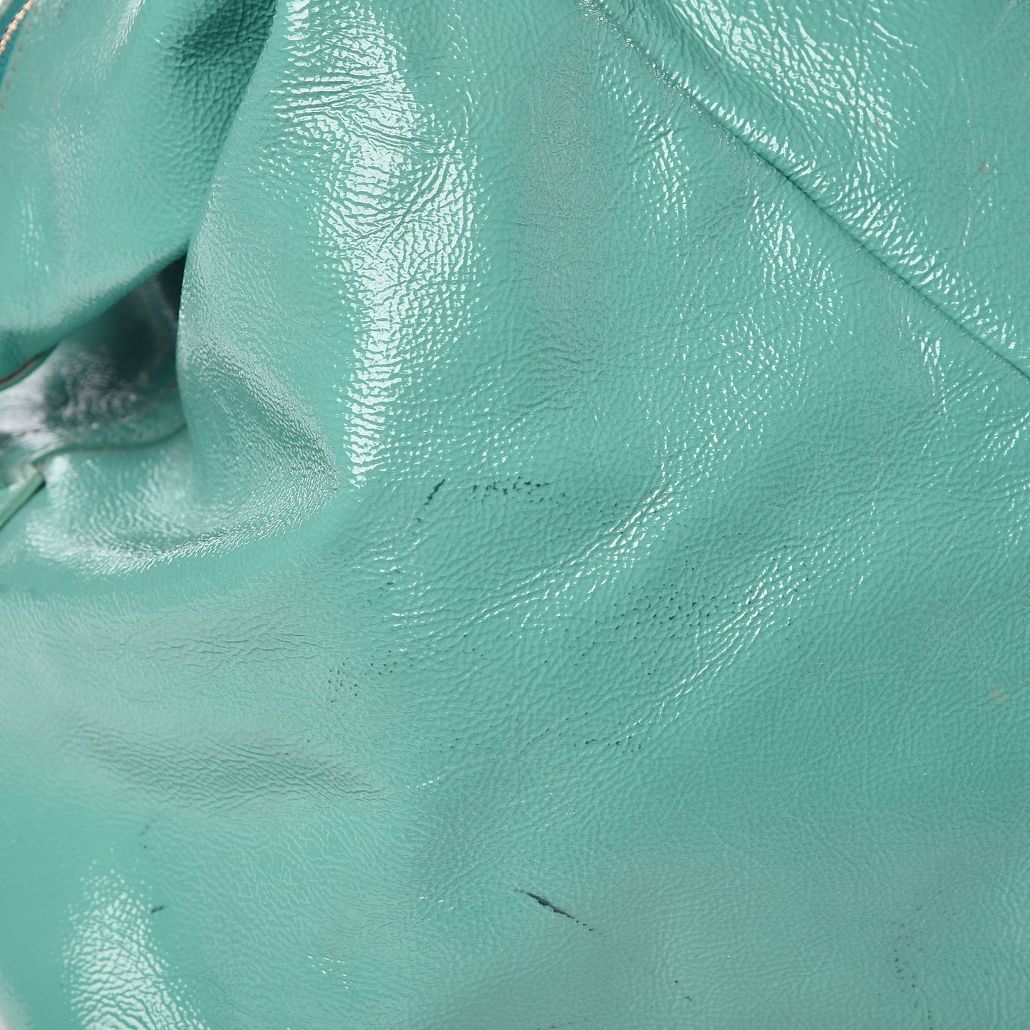 Patent Calfskin Medium Easy Sac Turquoise