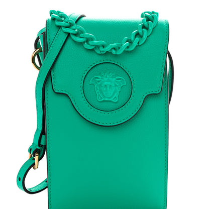 Versace Calfskin La Medusa Chain Crossbody Phone Pouch Turquoise 7 of 9