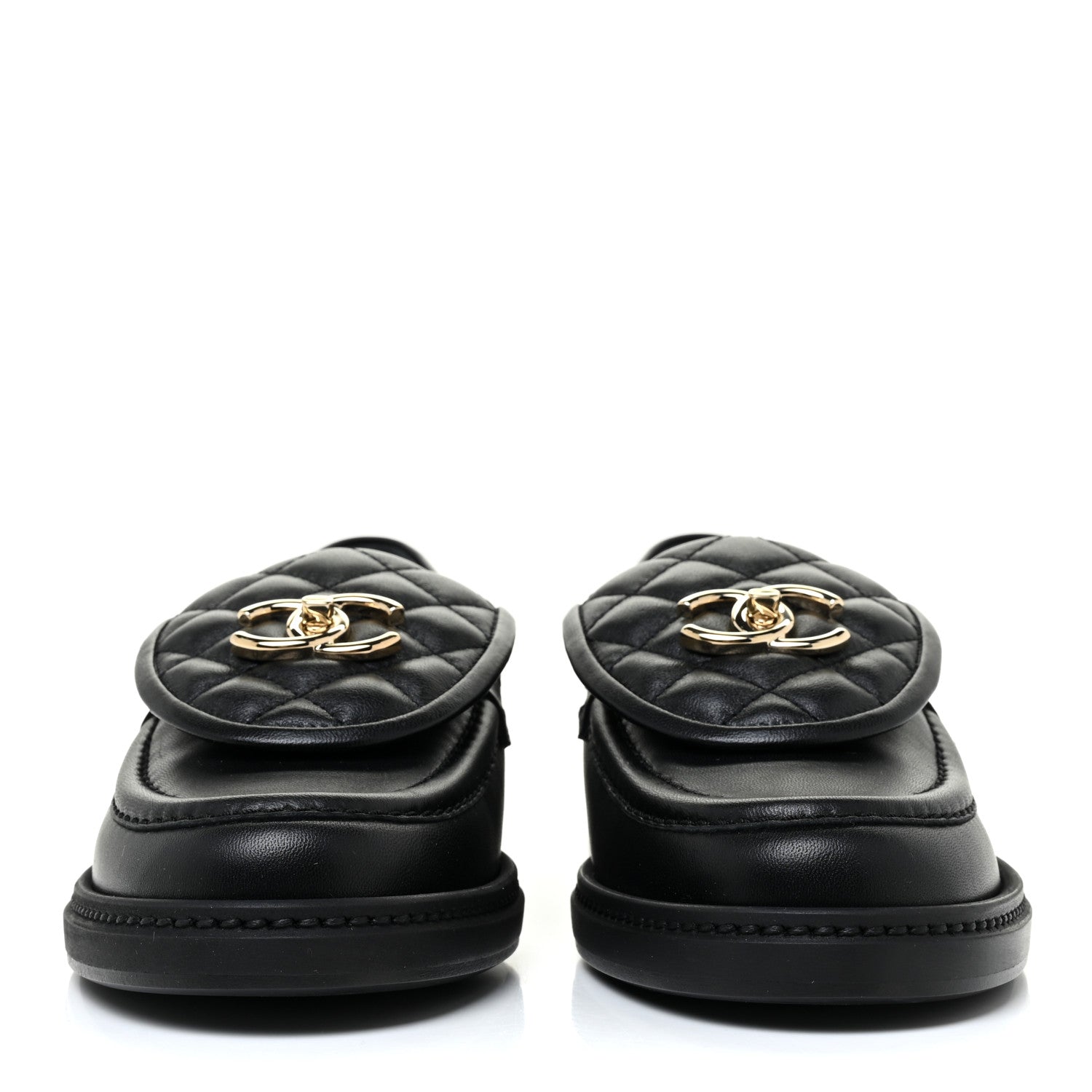 Chanel Lambskin Quilted CC Turnlock Loafers 38 Black 2 of 9
