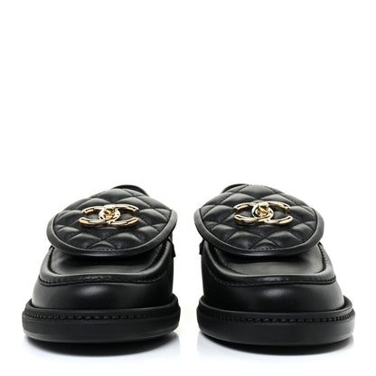 Chanel Lambskin Quilted CC Turnlock Loafers 38 Black 2 of 9