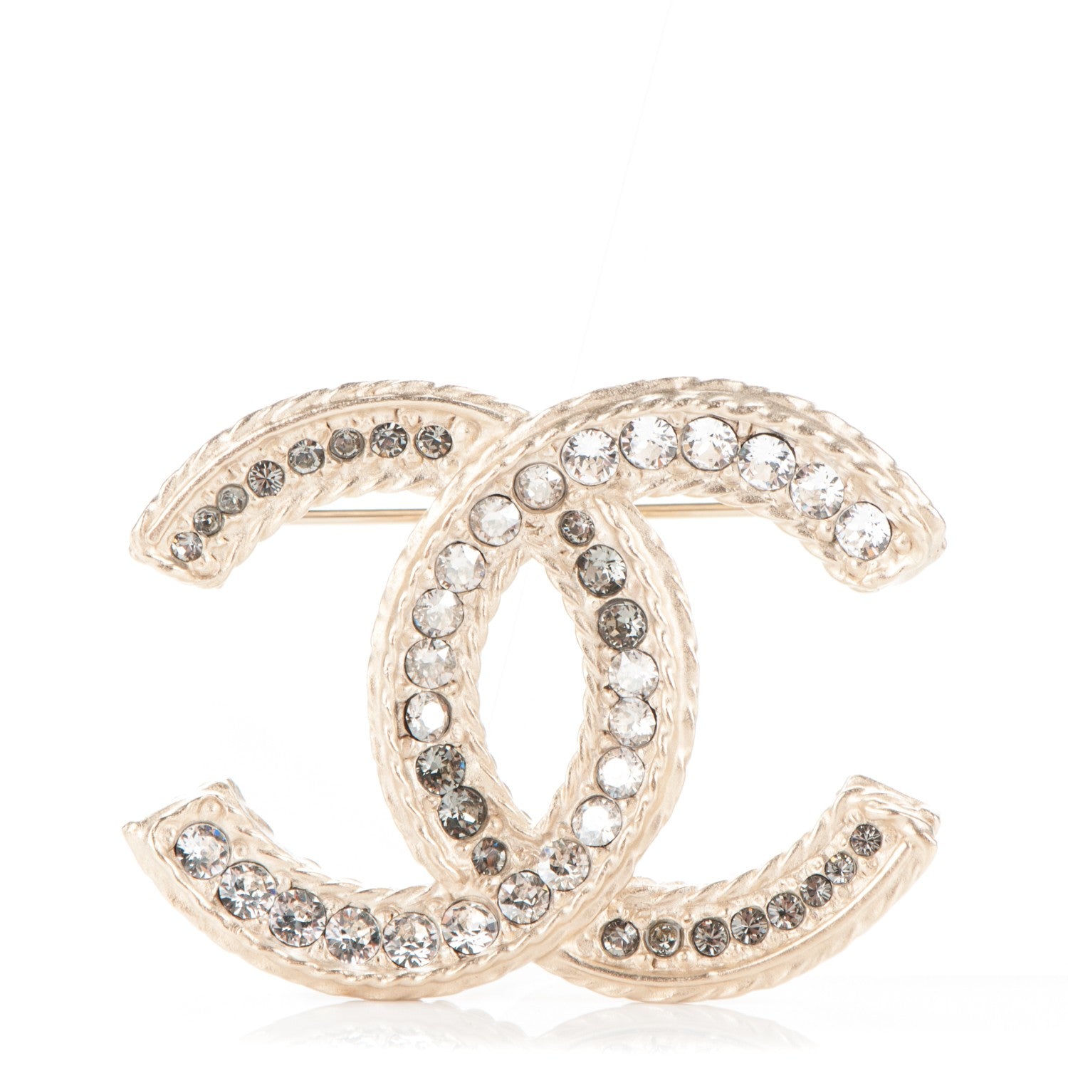 Chanel Crystal CC Brooch Light Gold 1 of 4