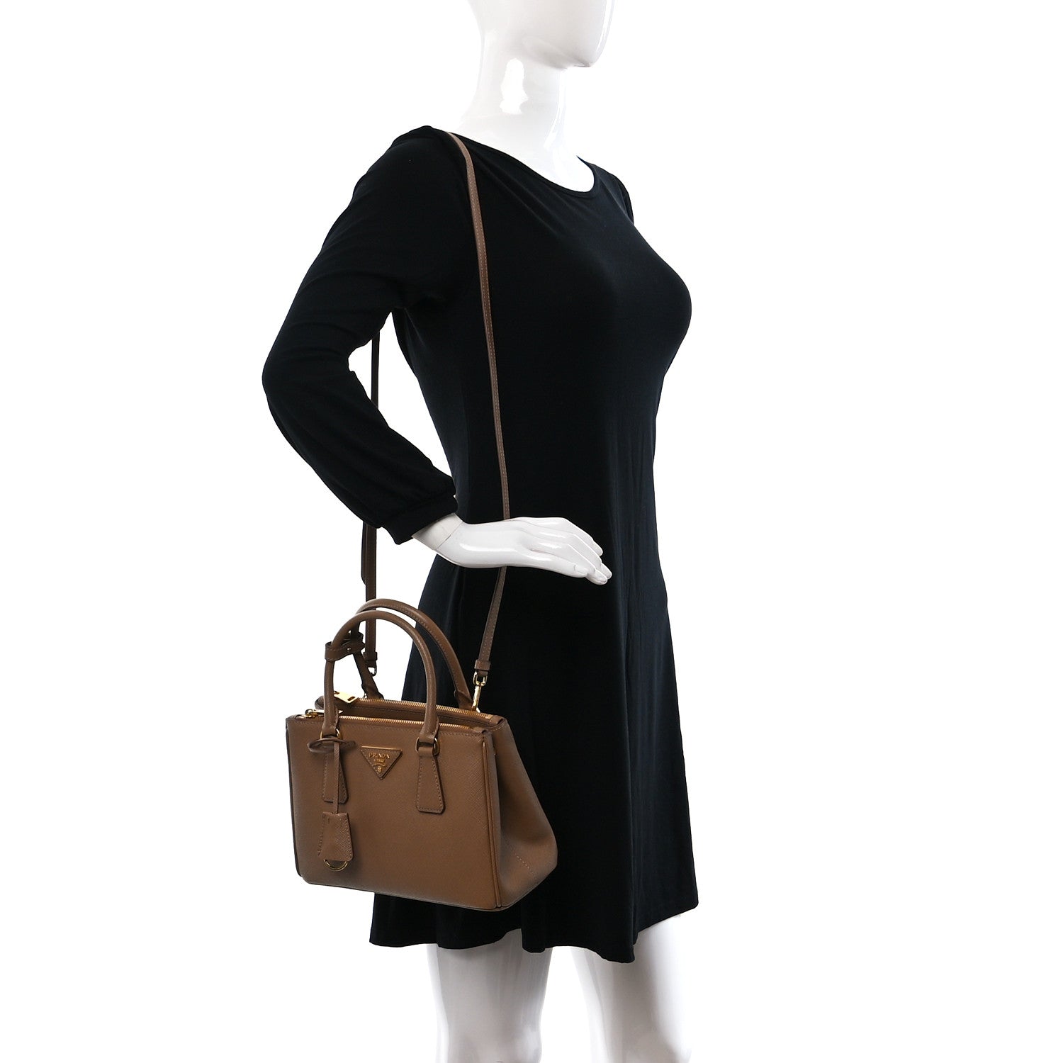 Prada Saffiano Small Galleria Double Zip Tote Caramel 2 of 8
