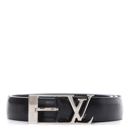 Louis Vuitton Glazed Calfskin LV Anagramme 30mm Belt 110 44 Black 1 of 8
