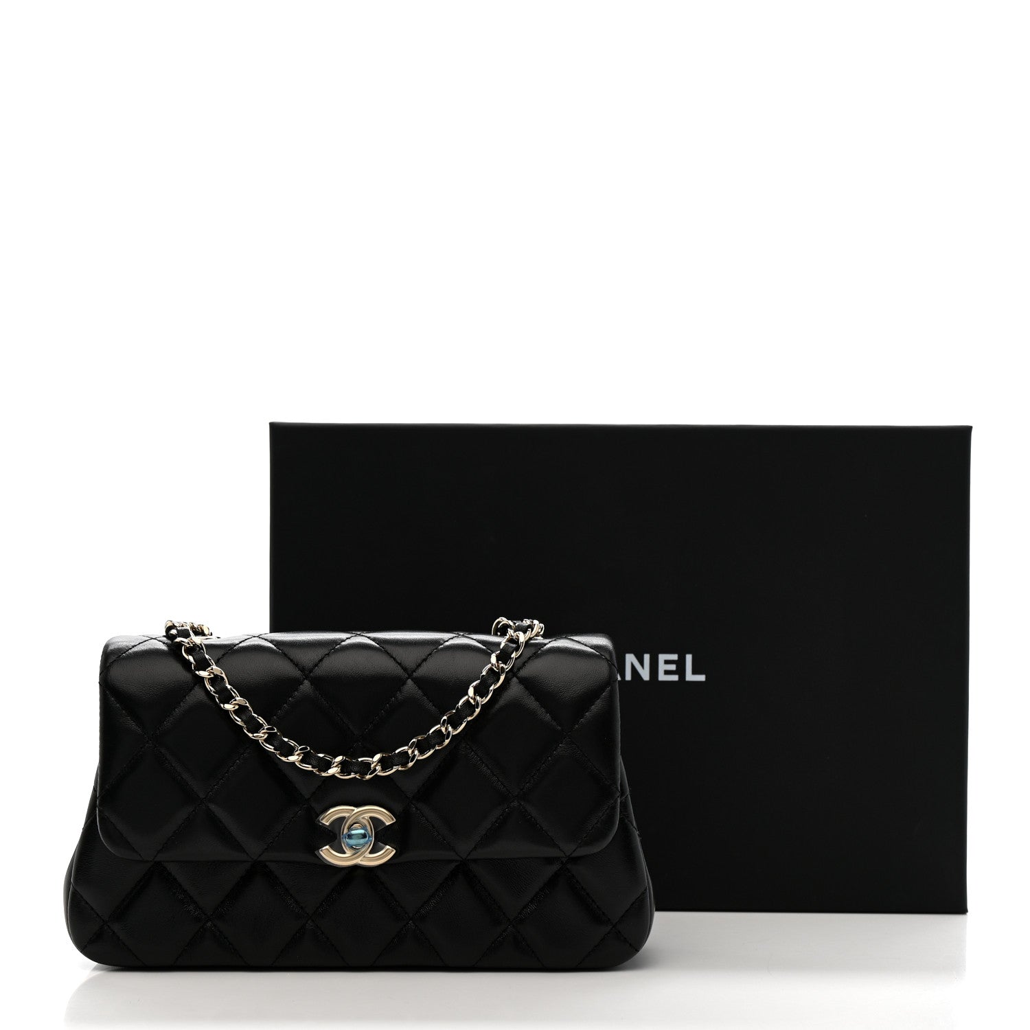 Chanel Lambskin Quilted Rectangular Phone Holder Clutch With Chain Black 11 of 11