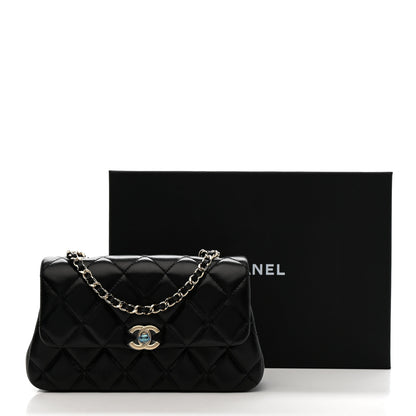 Chanel Lambskin Quilted Rectangular Phone Holder Clutch With Chain Black 11 of 11