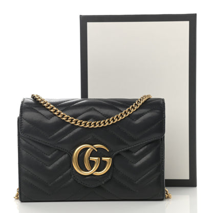 Gucci Calfskin Matelasse GG Marmont Chain Wallet Black 14 of 14