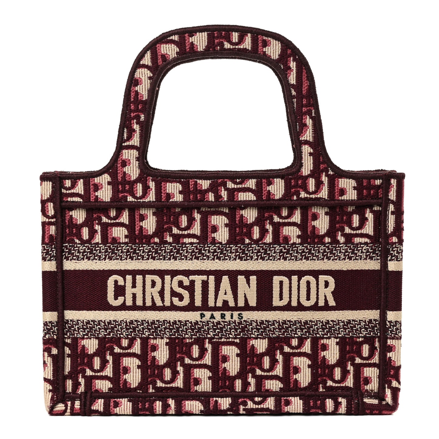 Oblique Mini Book Tote Burgundy Multicolor
