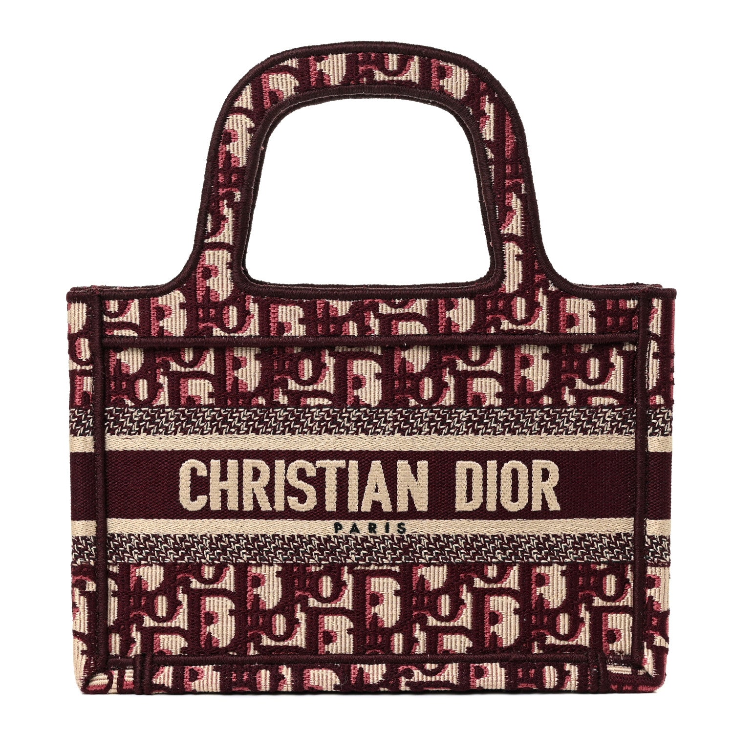 Christian Dior Oblique Mini Book Tote Burgundy Multicolor 1 of 9