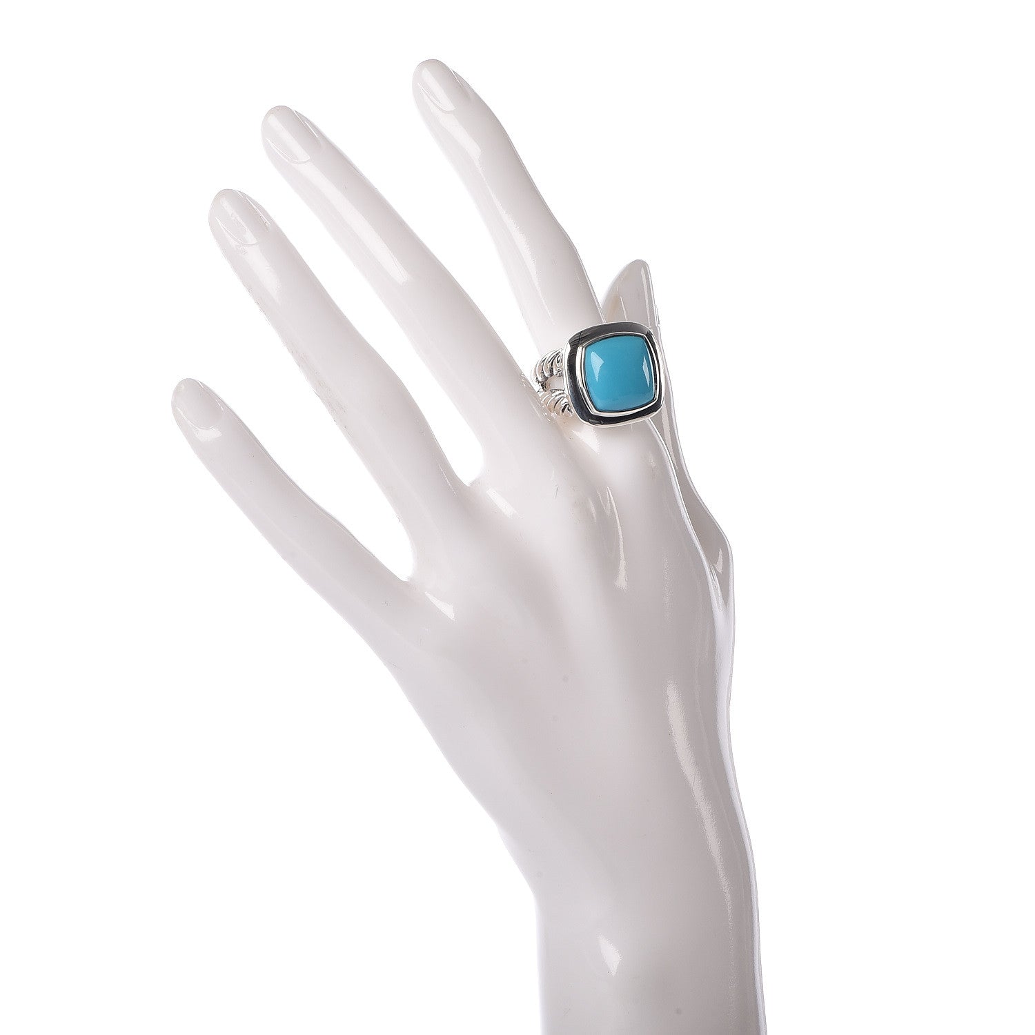 David Yurman Sterling Silver Turquoise 14mm Albion Ring 54 7 1 of 5