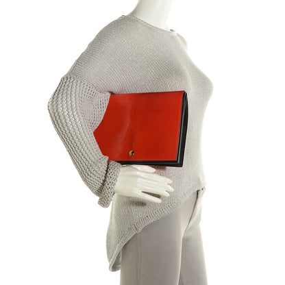 Celine Calfskin Pony Hair Flap Clutch Vermillion 2 of 8