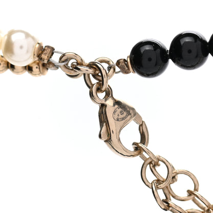 Chanel Pearl Resin Beaded CC Long Necklace Black Gold 5 of 7