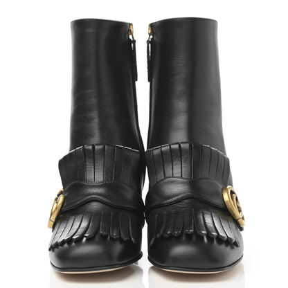 Gucci Malaga Kid GG Marmont Fringe 75mm Ankle Boots 37 Black 2 of 15