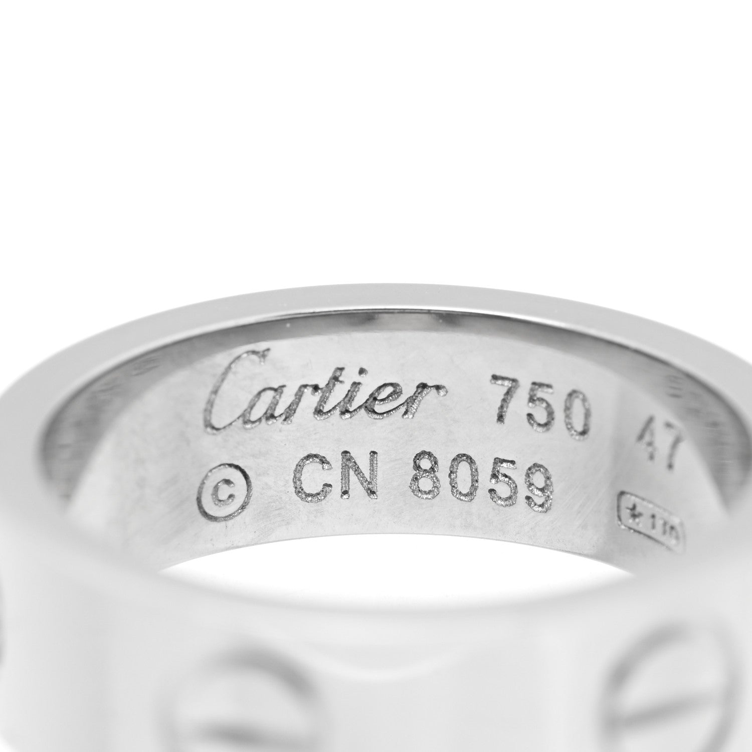 Cartier 18K White Gold 5.5mm LOVE Ring 47 4 4 of 4
