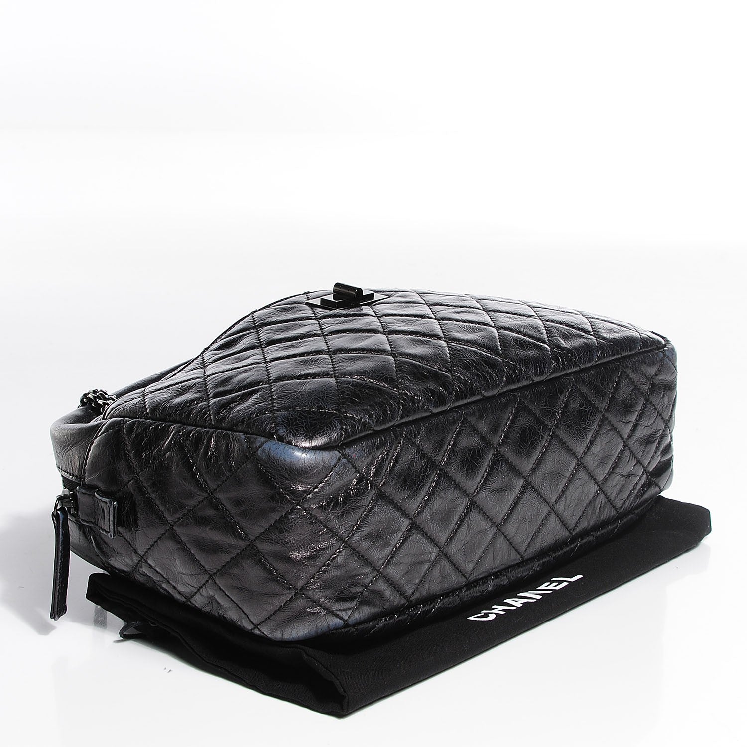 Chanel Metallic Aged Calfskin Quilted Medium Reissue Camera Case Black 4 of 7