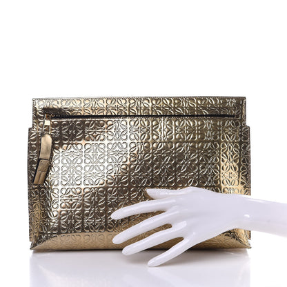Loewe Metallic Calfskin Embossed Clutch Gold 2 of 7