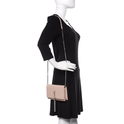 Saint Laurent Smooth Calfskin Classic Monogram Kate Tassel Chain Wallet Marble Pink 2 of 10