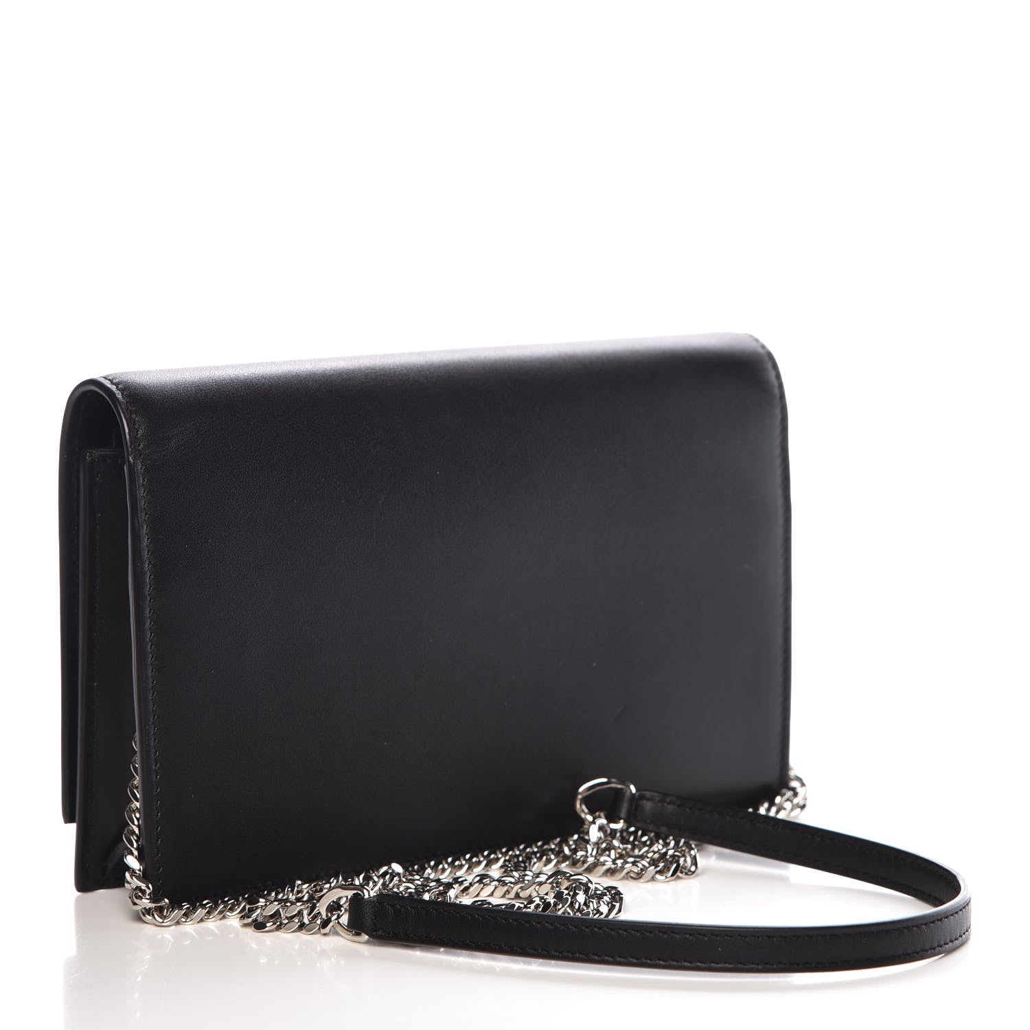 Saint Laurent Smooth Calfskin Classic Monogram Kate Tassel Chain Wallet Black 3 of 9