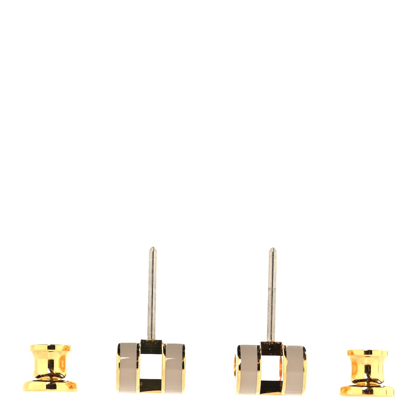 Gold Lacquered Mini Pop H Earrings Marron Glace