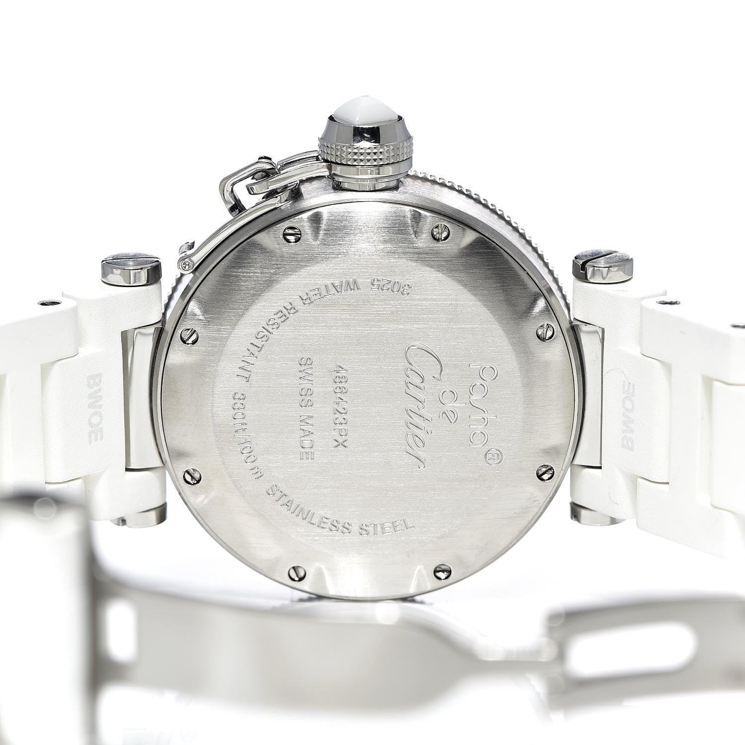 Cartier Stainless Steel Rubber 33mm Pasha C Seatimer Quartz Watch White 5 of 6