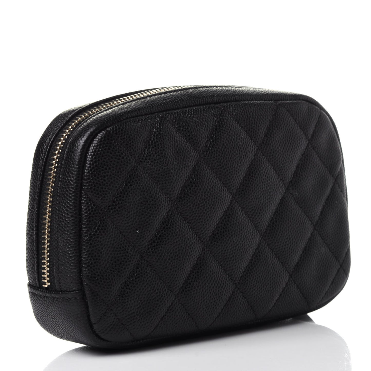 Caviar Quilted Small Curvy Pouch Cosmetic Case Black