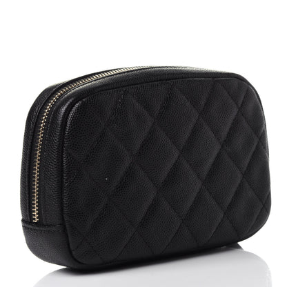 Chanel Caviar Quilted Small Curvy Pouch Cosmetic Case Black 3 of 11