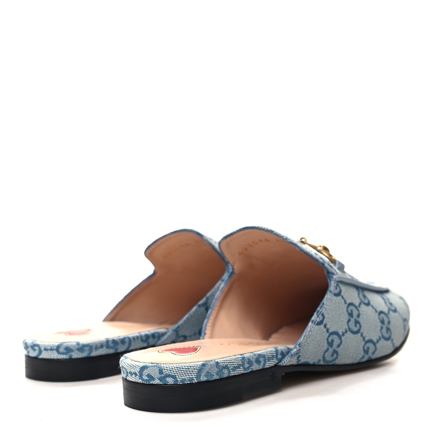Gucci Canvas GG Monogram Nappa Womens Princetown Slippers 37.5 Porcelain Light Blue Dark Porcelain Light Blue 4 of 9