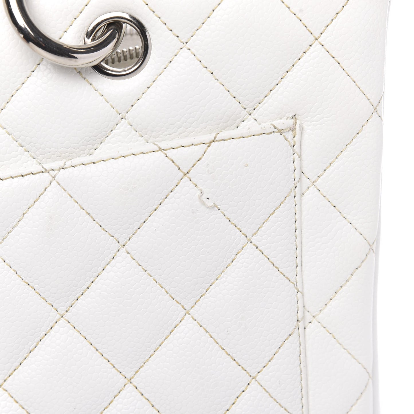 Caviar Quilted Grand Shopping Tote GST White