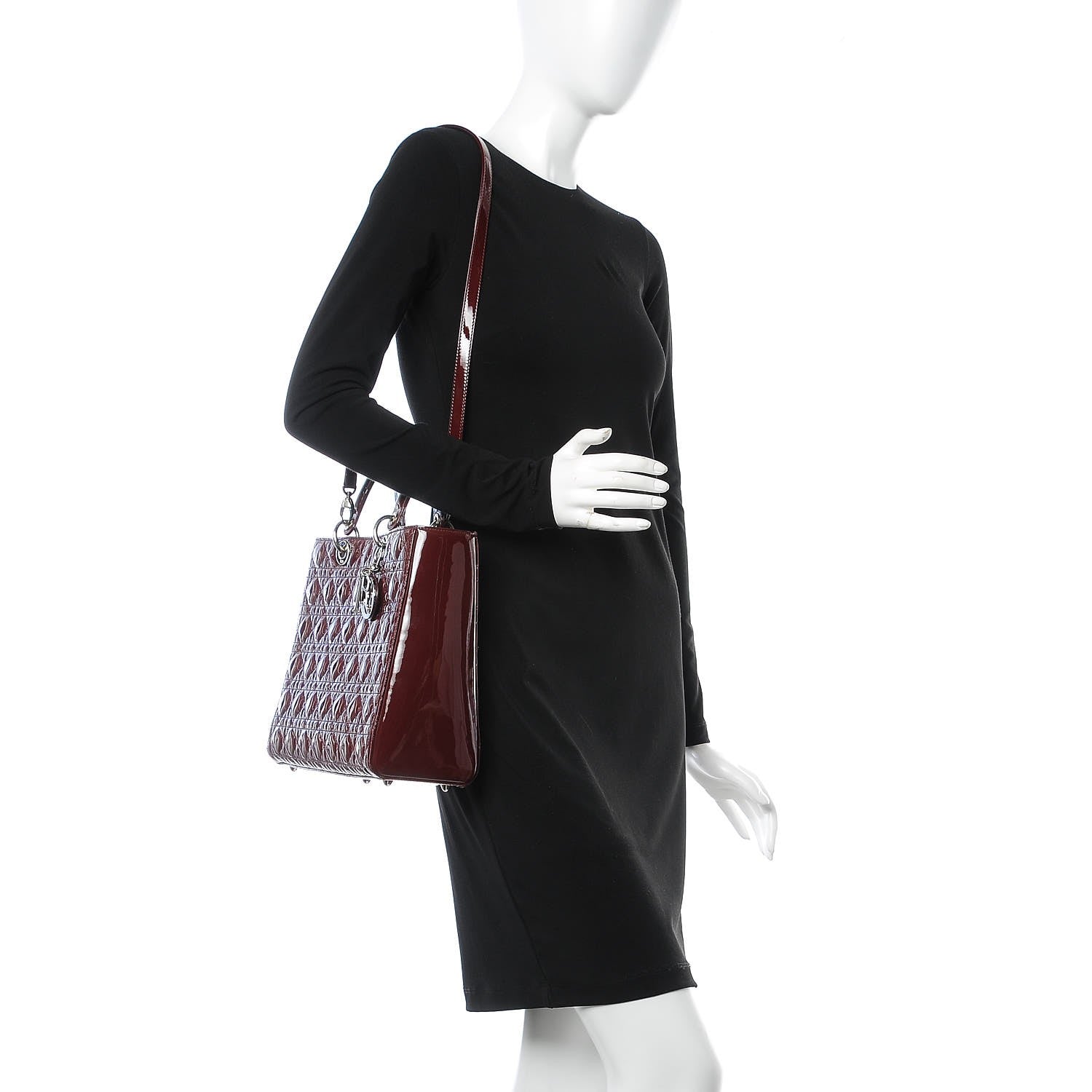 Christian Dior Patent Cannage Large Lady Dior Red 3 of 9
