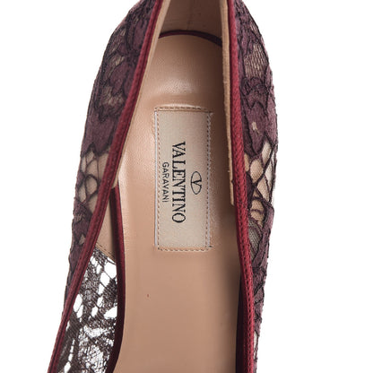 Valentino Garavani Satin Lace Couture Bow Peep Toe 30/125mm Platform Pumps 40.5 Rubino Carne 7 of 7