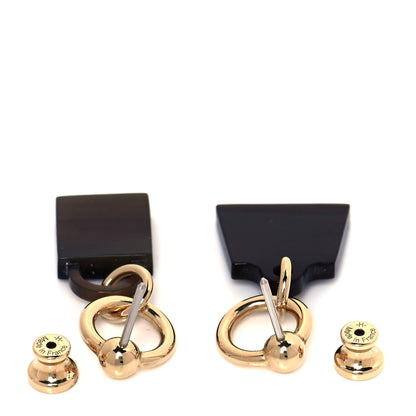 Hermes Permabrass Buffalo Horn Wood Amulette Kelly Bag Earrings 3 of 5