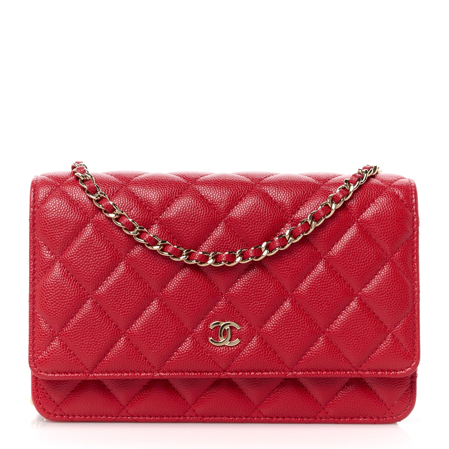 Caviar Quilted Wallet on Chain WOC Red