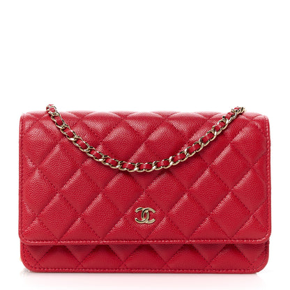 Chanel Caviar Quilted Wallet on Chain WOC Red 1 of 12