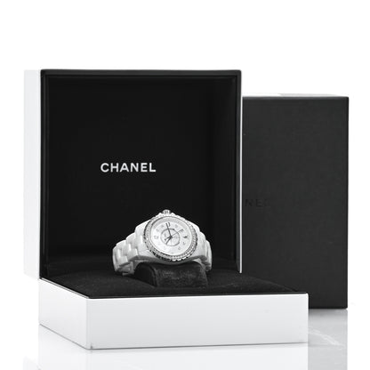 Chanel Stainless Steel Ceramic Diamond Bezel 33mm J12 Quartz Watch White 5 of 5