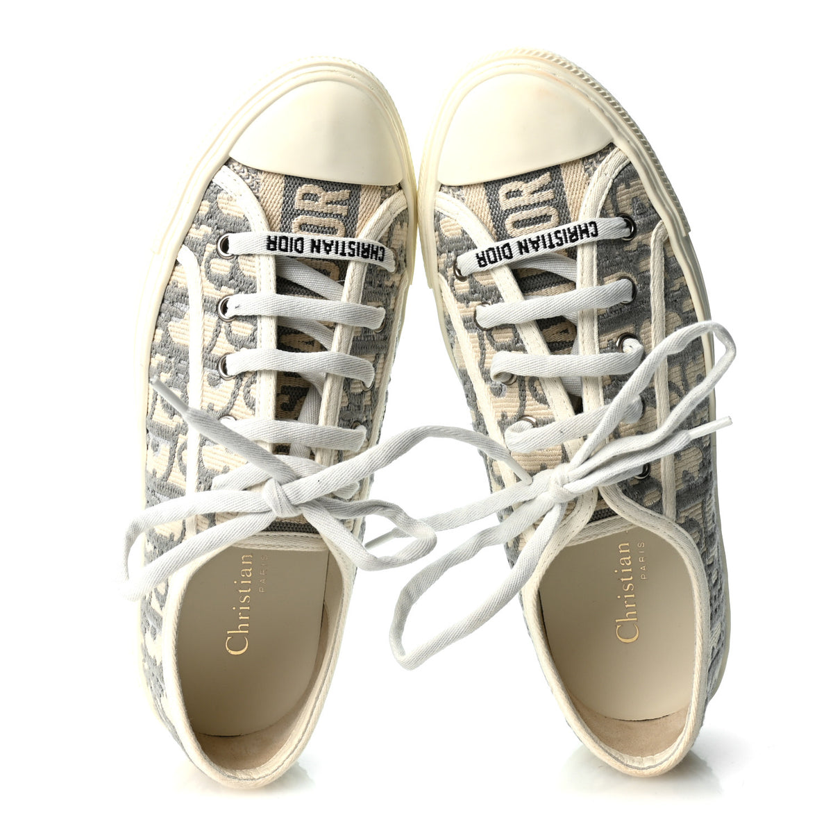 Canvas Oblique Walk'N'Dior Low Top Sneakers 37 Grey Stone