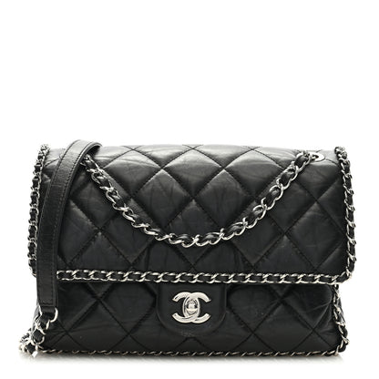 Chanel Crumpled Calfskin Medium Chain All Over Flap Black 1 of 8
